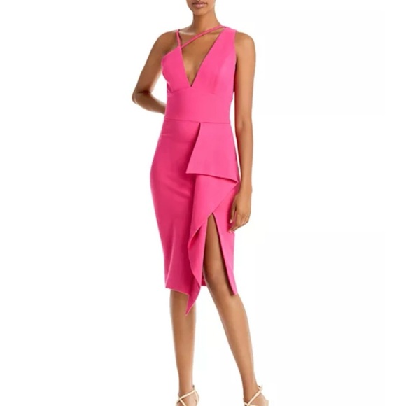 💋5 STAR RATED💋 LAVISH ALICE  Asymmetric Ponte Dress In Pink - Picture 6 of 6